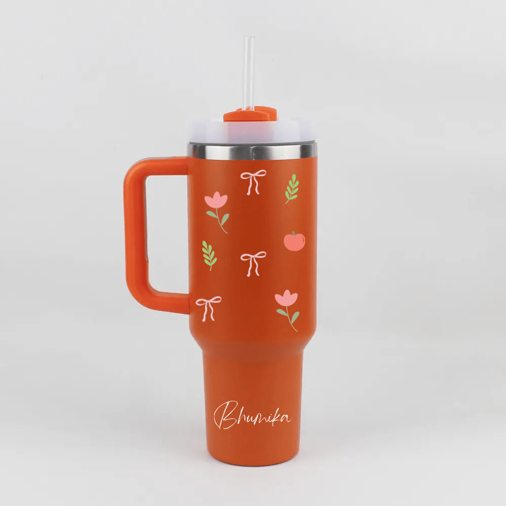 Personalized BlossomBrew™ Tumbler with Straw & Lid - Memories InsiteTULIP DESIGN PRINTED TUMBLER-2